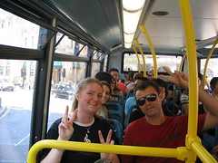 on the bus with the students