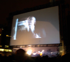 Image from the Pet Shop Boys meet Eisenstein event at London's Trafalgar Square in September 2004