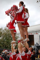 The OSU cheerleaders at the Game Day site