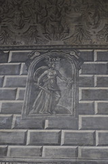 relief painting on castle wall