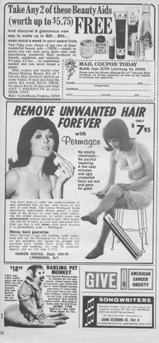 Vintage Ad #103 - Darling Pet Monkeys Remove Unwanted Hair Forever