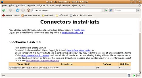 Gnash instal·lat a Firefox en català