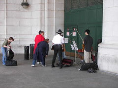 Musicians at Union Station, getting shut down by the (wo)Man