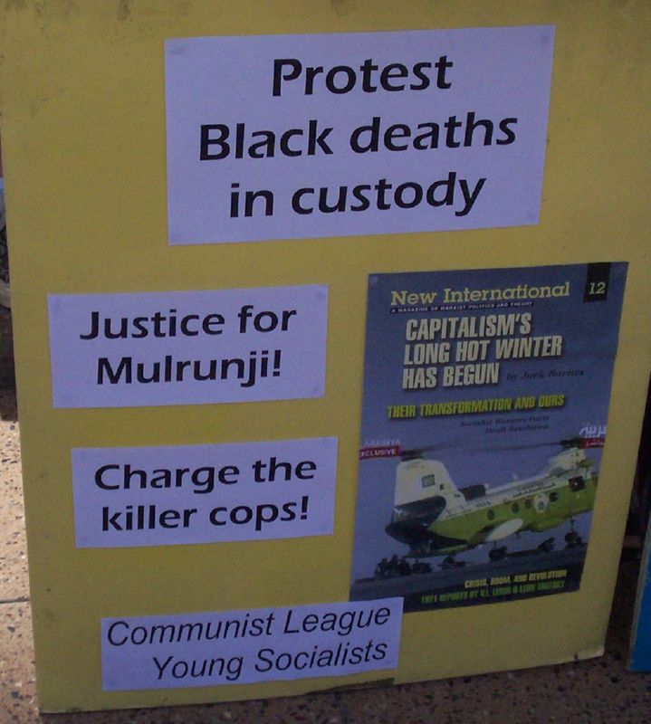 The Communist League, sellers of 'Militant' - Justice for Mulrunji Rally at Queens Park and March through Brisbane City, Australia, November 18 2006