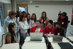 School children learning about Free software