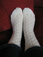 Snowflake socks modelled