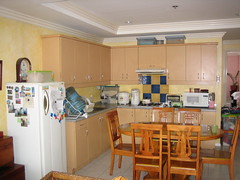 View of dining room & kitchen