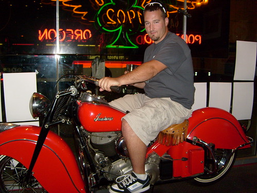 Posing at the biker bar