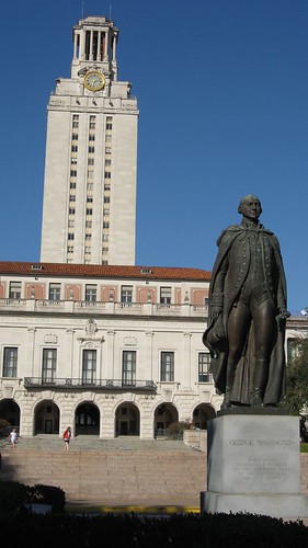 Statue of George Washington in front of the main UT building