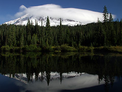 Mount Rainier and Lenticular Cloud at Reflection Lake