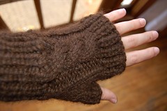 cabled fingerless mittens