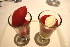 Beetroot and Blood Orange Sorbet, Strawberry Shortcake