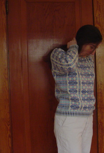 Pullover with Vertical Stripes - modeled