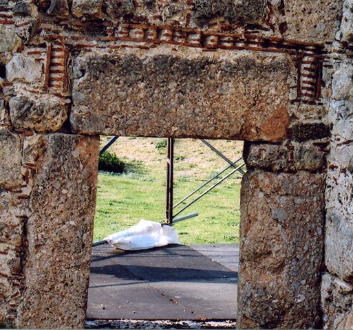 Doorway at the castle of Mendenitsa, Greece
