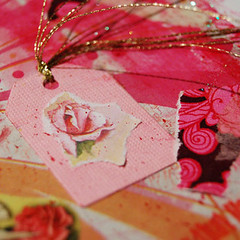 Rose tag detail of collage
