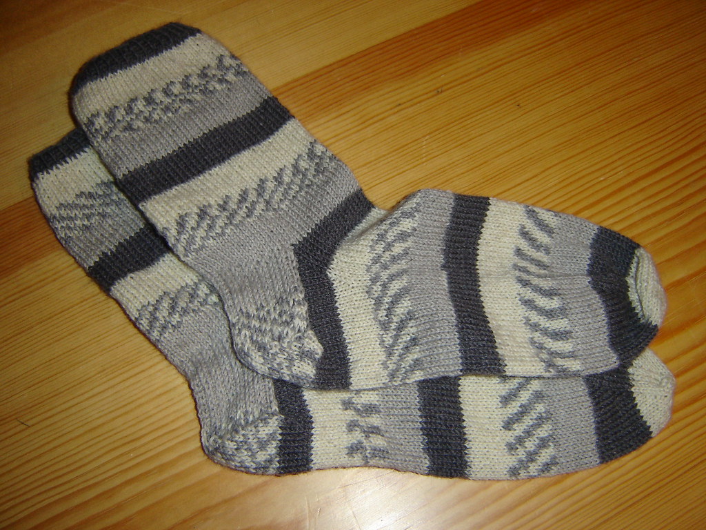 Grey Self patterning socks
