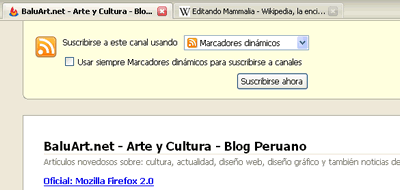 Firefox 2.0: Canales RSS