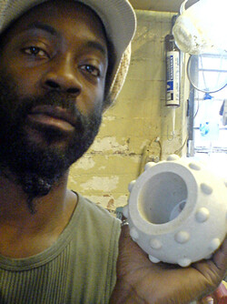 jr in studio with concrete liteball  casting