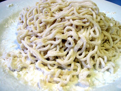 Crispy Noodle Salad: Cooked Noodles In Flour.