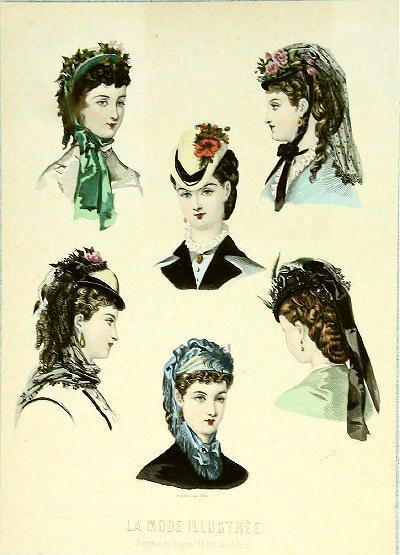 La Mode Illustree, Hats, 1870