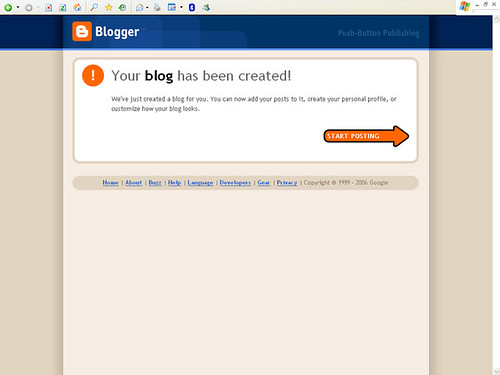 Blogger - Confirmation of new blog