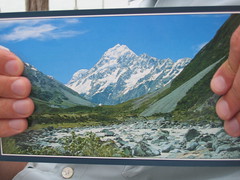 A photo of a photo of Mount Cook