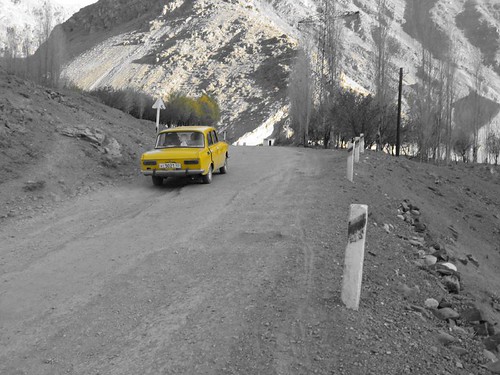 A yellow car - Ayni, Tajikistan