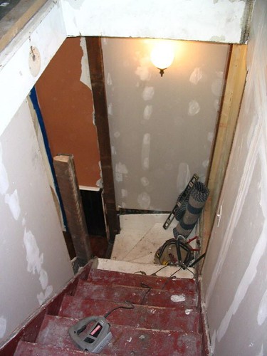 Stairwell, with wall opened up