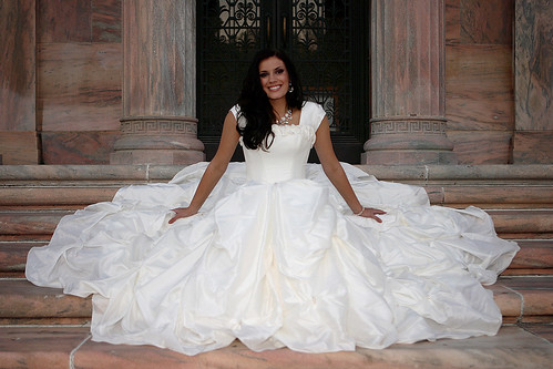 luxurious wedding dress with a white cloth bandage
