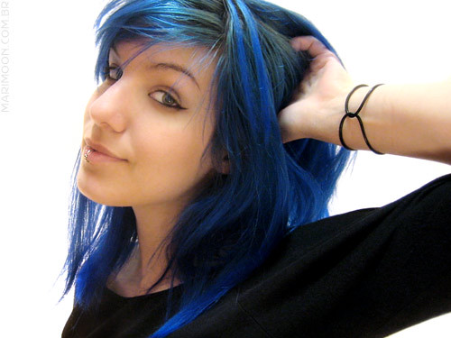 brown hair with purple streaks. I want to get purple blue and