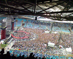 Crowds assembling for U2