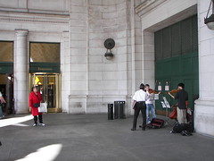 Musicians at Union Station, getting shut down by the (wo)Man