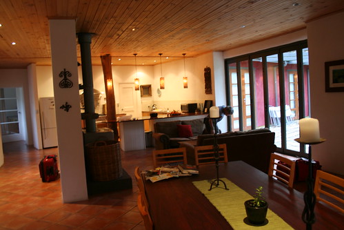 The open space lounge and kitchen