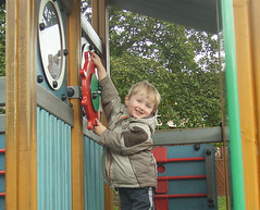 Bryn on a climbing frame at Edinburgh Zoo
