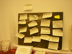 The library reaches out to readers.  This board is for post-its where people write about the books that impact their lives.