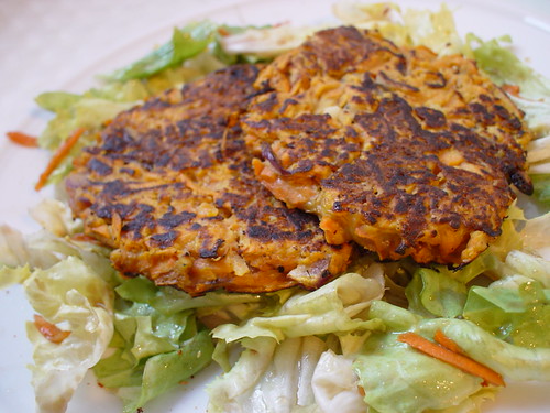 sweet potato tortilla served on a bed of salad