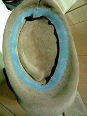 grosgrain sewn to the hat