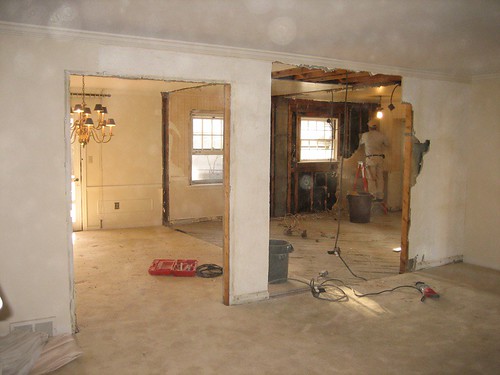 living room, looking into kitchen