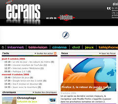 page d'accueil d'Ecrans.fr, un site du quotidien Libération