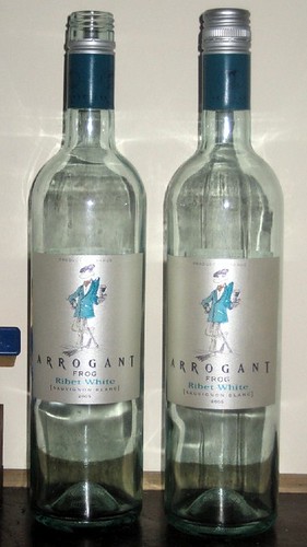 Arrogant Frog sauvignon blanc bottles