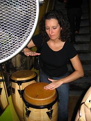 Jess plays bongos