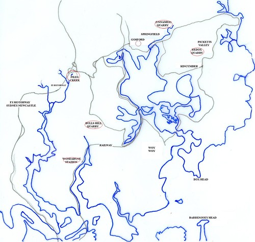 Gosford Quarries map