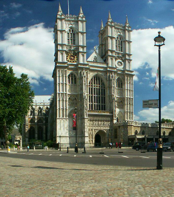 Front of Westminster Abbey in London