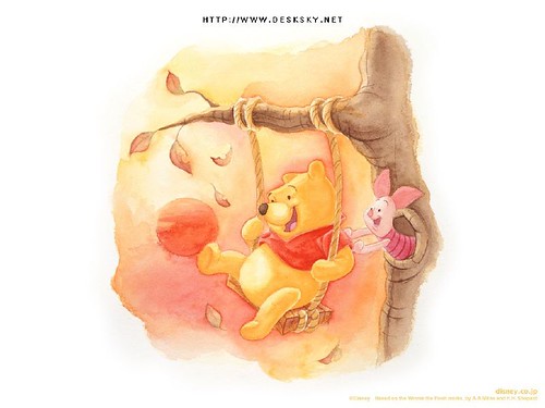 wallpaper winnie pooh. Winnie the pooh on a swing!