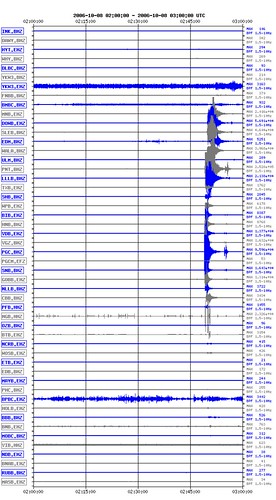 North Korea nuclear test seismic data trace from Earthquakes Canada