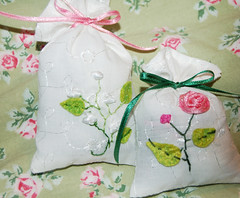 Lavender bags with ribbon embroidery