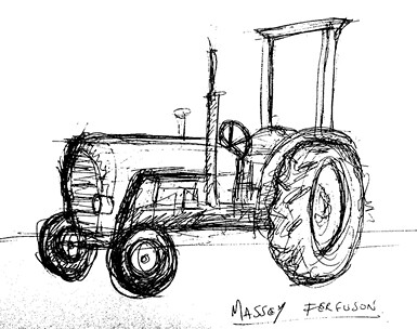 black and white tractor