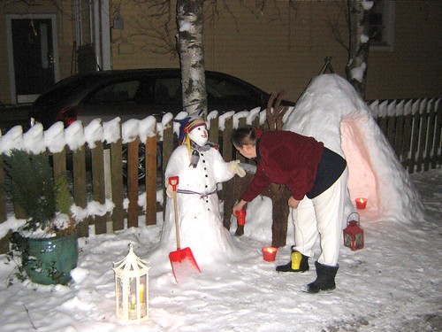 Annikki with Snowman and Reindeer
