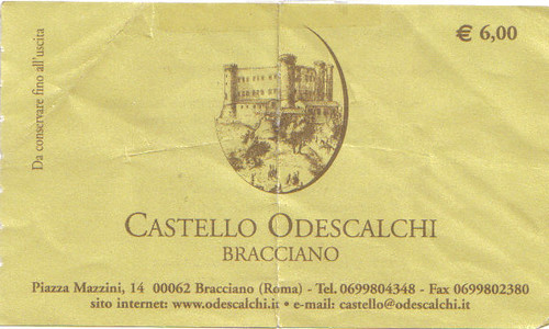 La entrada que compré para ver el Castello Odescalchi donde se casan Cruise y Holmes