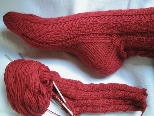 cable twist sock WIP